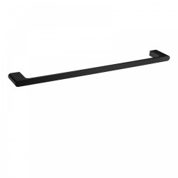 Square Matt Black Single Towel Rail 600mm Solid Brass Wall Mounted